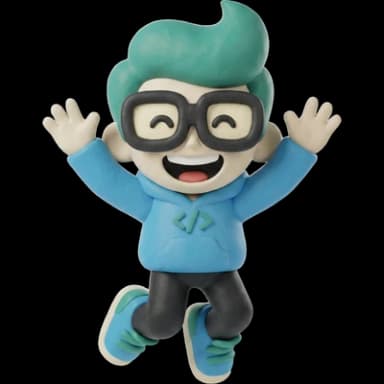 Codey, the Ultimate Coders mascot, celebrating